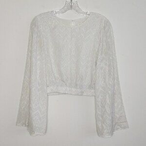 WAYF Bell Sleeve Crop Top Blouse Shirt